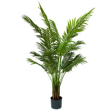 Bright Green Potted Faux Areca Palm Tree