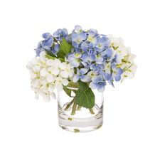 18cm Blue & White Faux Hydrangea Arrangement