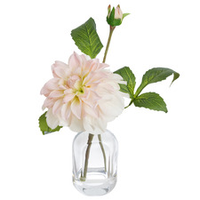20cm Mauve Faux Dahlia with Glass Vase