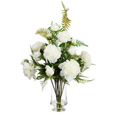 65cm Faux Peony Arrangement in Glass Vase