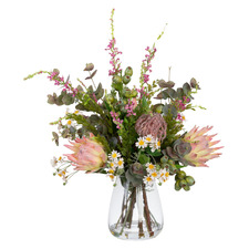 65cm Faux Protea Mixed Floral Arrangement with Vase