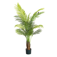 Bright Green Potted Faux Areca Palm Tree