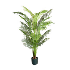 Bright Green Potted Faux Areca Palm Tree