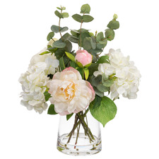 40cm Potted Faux Protea & Rose Flower Arrangement