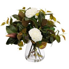 50cm Faux Magnolia Mixed Arrangement with Vase