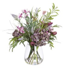 54cm Faux Hydrangea & Lavender Mixed Arrangement with Vase
