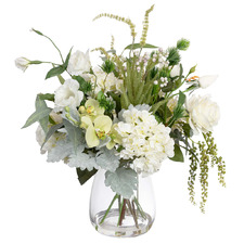 60cm Faux Hydrangea & Rose Mixed Arrangement with Vase