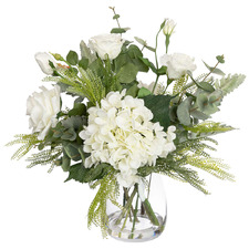 48cm Faux Hydrangea & Rose Mixed Arrangement with Vase