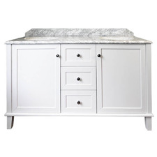 Coventry 1500mm Satin White Solid Timber Freestanding Double Vanity with Marble Countertop