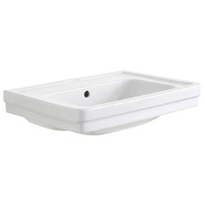 Stafford 585mm Gloss White Ceramic Wall Hung Basin with Overflow