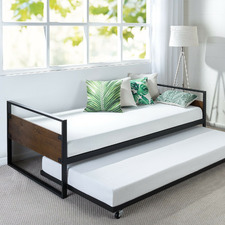 Harmony Metal & Wood Single Bed with Trundle