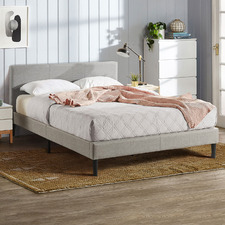 Light Grey Laybell Fabric Bed with Headboard