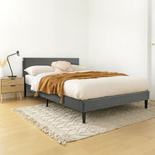 Charcoal Laybell Fabric Bed with Headboard