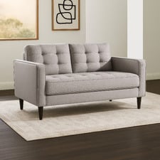 Stone Grey Weave Mid Century 2 Seater Sofa