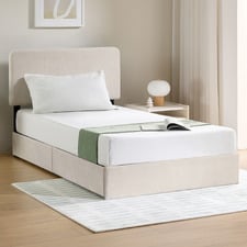 Beige Pauline Upholstered Bed Frame with Drawers