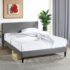 Charcoal Laybell Fabric Bed with Headboard