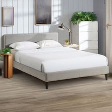 Light Grey Laybell Fabric Bed with Headboard