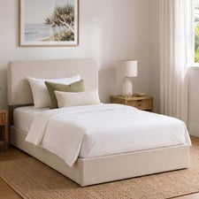 Beige Pauline Upholstered Bed Frame with Drawers