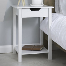 White Noosa 1 Drawer Side Table