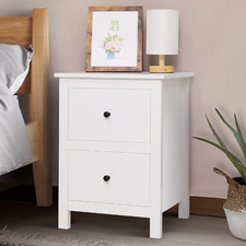 White Franco 2 Drawer Bedside Table