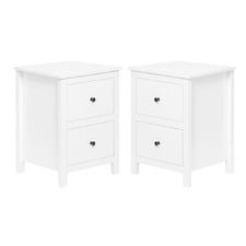 (Set of 2) White Franco 2 Drawer Bedside Tables