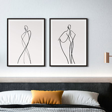 Line Girls Framed Printed Wall Art Diptych