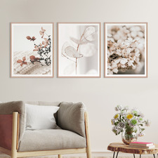 Delicate Petals Framed Printed Wall Art Triptych