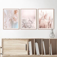 3 Piece Pastel Stems Framed Printed Wall Art Set