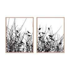 Sparrow Framed Printed Wall Art Diptych