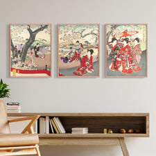 Japanese Book Art I Framed Printed Wall Art Triptych