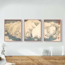 Japanese Mountain Framed Printed Wall Art Triptych
