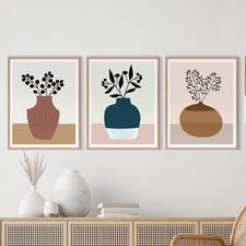3 Piece Decorative Vases Framed Printed Wall Art Set