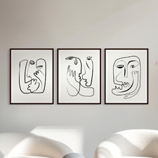 3 Piece Face in Line Wall Art Set