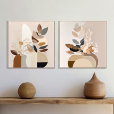 Organic Shapes Canvas Wall Art Diptych