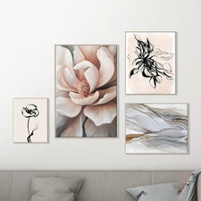 4 Piece Blush Lines Canvas Wall Art Set