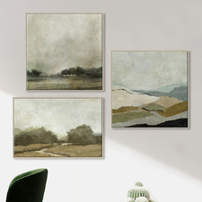 3 Piece Distant Greens Canvas Wall Art Set