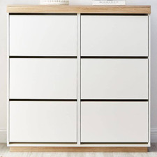 White & Natural Tia 6 Drawer Shoe Cabinet