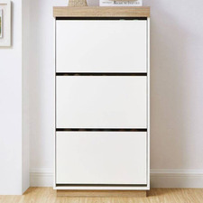 White & Natural Tia 3 Drawer Shoe Cabinet