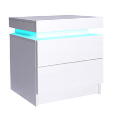2 Drawer Bedside Table with LED Light