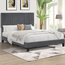 Grey Hiro Velvet Queen Bed Frame