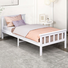 White Cathelyn Pine Wood Bed Frame