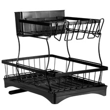 Black Porcia 2 Tier Dish Drying Rack