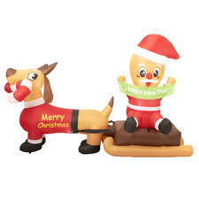 Gingerbread Man Sleigh Inflatable Christmas Decoration with LED