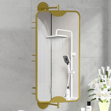 Gold Bettina Swivel Mirror with Shelves
