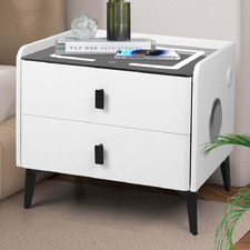 Ovette 2 Drawer LED Bedside Table with Charging Station