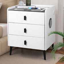 Ovette 3 Drawer LED Bedside Table with Charging Station