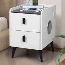Ovette 2 Drawer LED Bedside Table with Charging Station