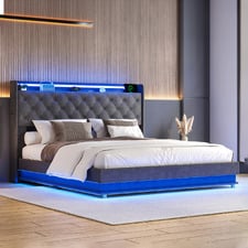 Gatlin Upholstered Gas Lift Storage Bed with LED