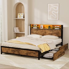 Newburgh Platform Double Bed with LED & Charging Station