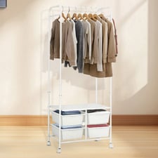 White Drevan Clothing Rack with Storage